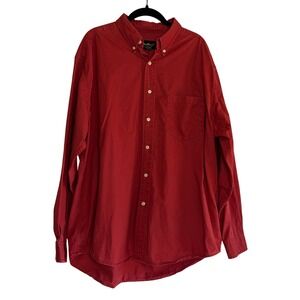 Eddie Bauer Mens Large‎ Red Cotton Button Down Long Sleeve Shirt Classic Fit